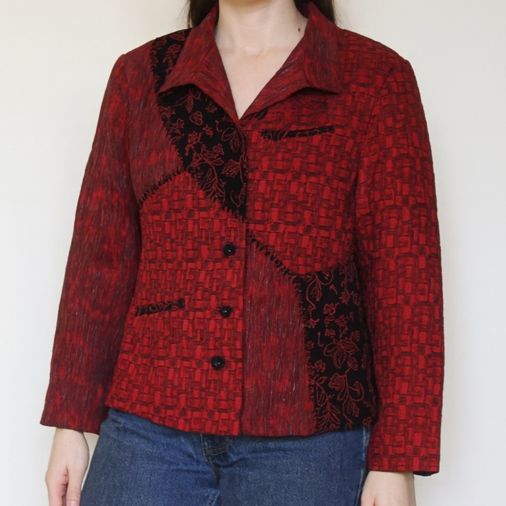 Canvas backs Red and Black Patchwork Blazer